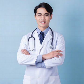 Beautiful young asian Female Doctor with stethoscope
