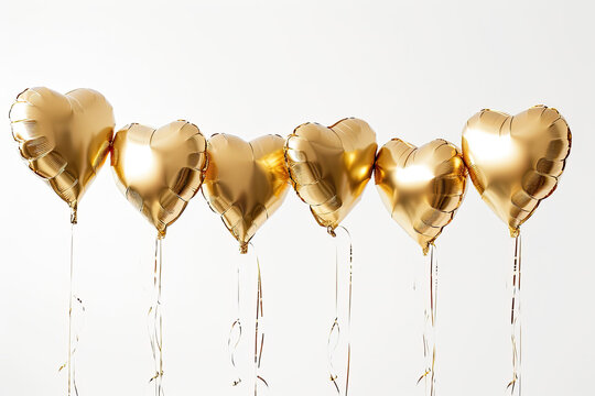 Gold love heart shaped foil helium balloon for Birthday and Valentine celebrations
