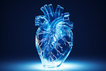 Three dimensional translucent glass human heart