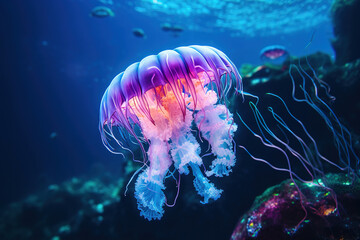jelly fish in the water. Generative Ai