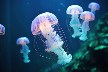 Fototapeta premium jelly fish in the water. Generative Ai