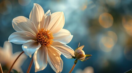 a close up of a white flower with a blurry back ground in the back ground and a blurry back ground in the back ground in the foreground.