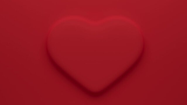 Red pulsating heart embossed from red background. Valentine day backdrop. 3d render loopable