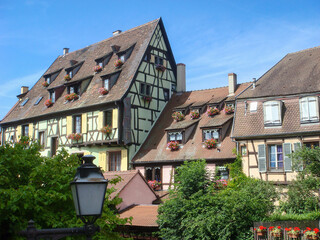 Beautiful view of the houses on a summer day. Kolmar. France.