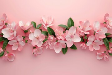 Floral Banner On Pink Backdrop, Ideal Greeting Card Template For Special Occasions