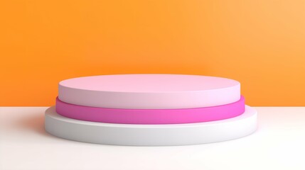 3d rendering of minimal geometric forms. Pink podium for product presentation.
