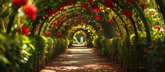 Japanese Cemetery Park has a tunnel adorned with flowers.