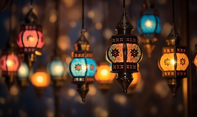 Ramadan lanterns with perfect lighting. Generative Ai

