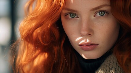 Close-up shot of individual with fiery red hair showcasing various fashion styles, highlighting the diversity within the red-haired community.