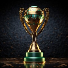 afcon trophy 3d render, African soccer Cup trophy 3D Render, Generative Ai  - obrazy, fototapety, plakaty