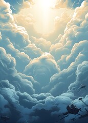 illustration of blue sky and clouds for background