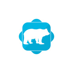Bear blue square button icon isolated on transparent background