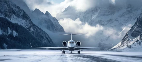 Foto op Canvas Private jet tail seen in the Alps © AkuAku