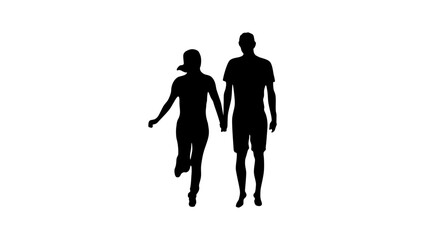 symbol of harmonious relationships, men and women, black isolated silhouette