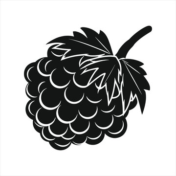 black silhouette of a Raspberries with thick outline side view isolated