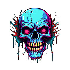 colorful Skull art illustrations for stickers, tshirt design, poster etc
