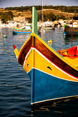 Detail of the bow of the typical Maltese boats, luzzi, with the traditional eyes - 708959920