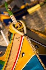 Detail of the bow of the typical Maltese boats, luzzi, with the traditional eyes - 708959939