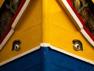Detail of the bow of the typical Maltese boats, luzzi, with the traditional eyes - 708959991