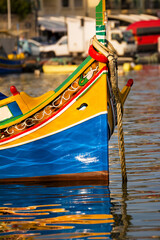 Detail of the bow of the typical Maltese boats, luzzi, with the traditional eyes - 708959992