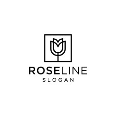 line art outline minimalist rose flower logo design