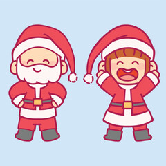 Cute kids wearing Christmas costume winter season vector design art. Children holiday celebration clothes