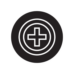 Add icon vector. Plus icon logo design. Medical cross symbol in circle isolated on white background
