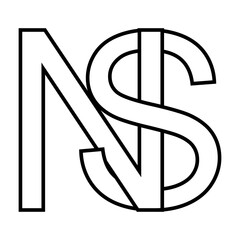 Logo sign ns sn, icon double letters logotype n s