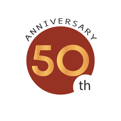 Vector illustration 50 Anniversary logo in red circle on white background with gradient number