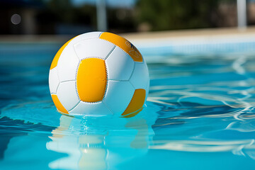 water polo ball in the pool on water surface - 708964776