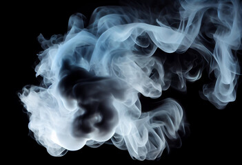 A close up of a light blue and white smoke on a black background with a black background and a black background.