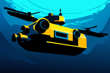 Autonomous underwater drones. vektor illustation