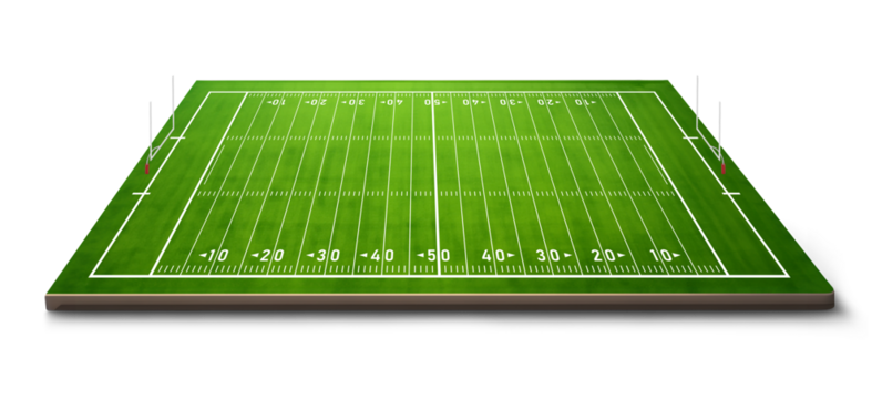 American football field on isolated background