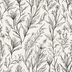 Botanical elements set . Hand drawn botanical contour vector illustration of white line. Set of branches, leaves, twigs, garden grasses in line style for floral patterns, bouquets and compositions