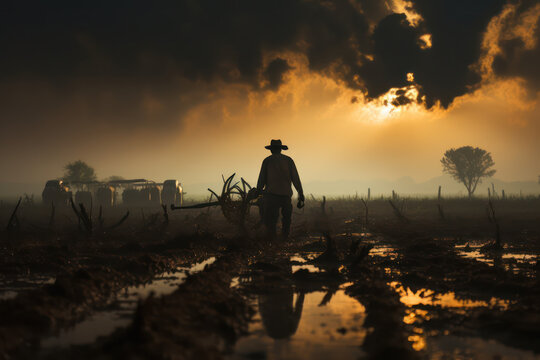 silhouette of a person in a field