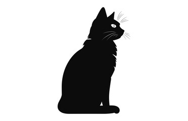 Cat Silhouette black Vector isolated on a white background