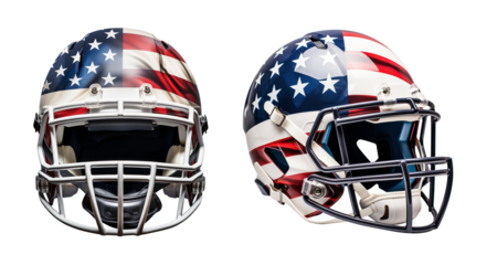 American football helmet mockup With USA Flag decal, isolated background