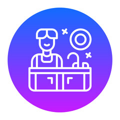 Man Washing Dishes Icon of Housekeeping iconset.