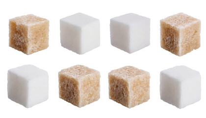 Set of sugar cubes - isoalated on transparent background