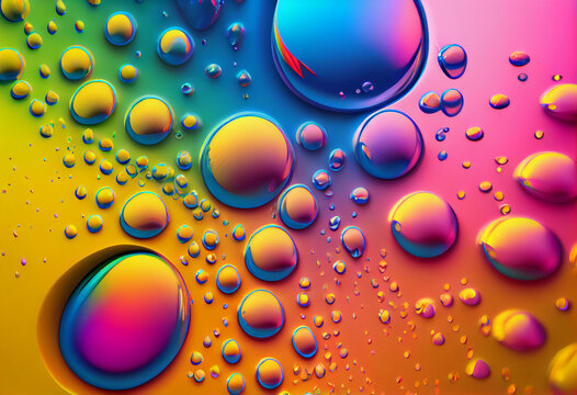Abstract colorful background, oil and water drops, rainbow blurred texture.
