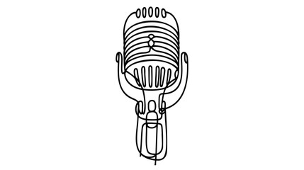 One continuous single line drawing of retro old classic radio microphone for broadcasting.