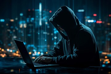 hacker who analyzes data with a mysterious face generative ai