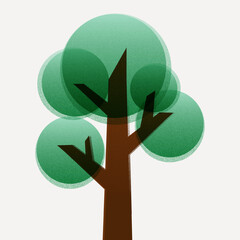 Flat design illustration of a tree with green-grained leaves effect