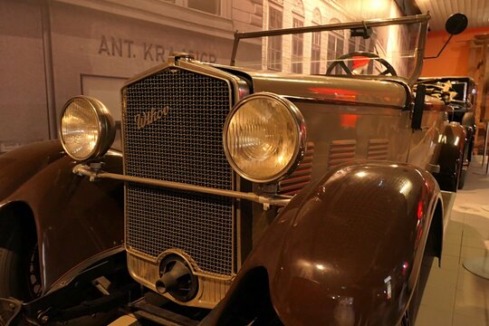 Front mask of Czechoslovak automobile Wikov 35 manufactured in years 1930-1934 in Prostejov. Displayed on historical car exhibition in Brno, Czech Republic. 