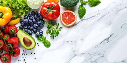 fresh vegtables and fruits on maple background, flatlay concept topview