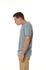 Fototapeta premium annoyed angry man standing on white studio background