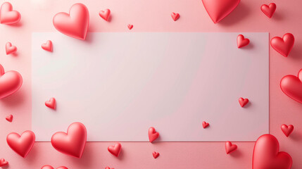 3d illustration of the Valentine's day background in pink. Hearts on the background of an empty space for text.