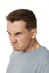 Obraz premium annoyed angry man shouting on white studio background