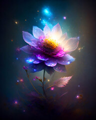 Illustration of a flower with glowing effects.