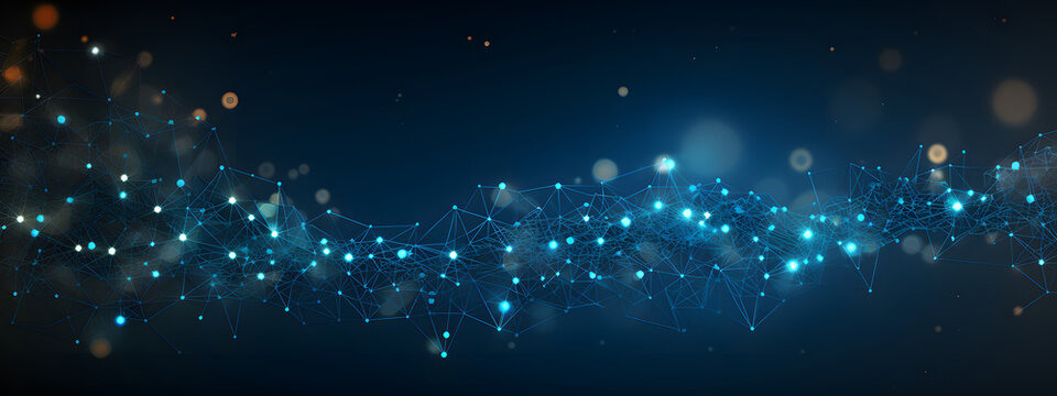 Technology background with plexus effect. Big data concept. Binary computer code. Vector illustration